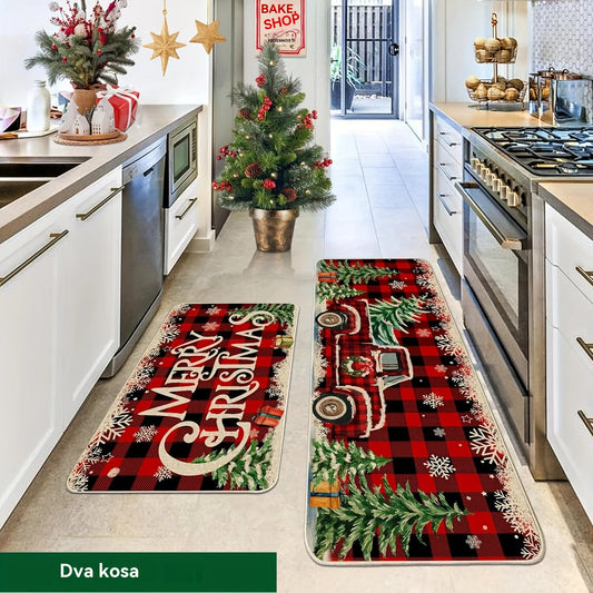 【2 kosa】🎄🎅 Nova božična kuhinjska in sobna preproga za vrata, odporna na madeže