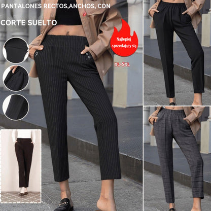 🏆 2 przedmioty 🔥【45-90 KG】Nowe damskie spodnie z wysokim stanem i prostymi nogawkami, idealne na jesień i zimę