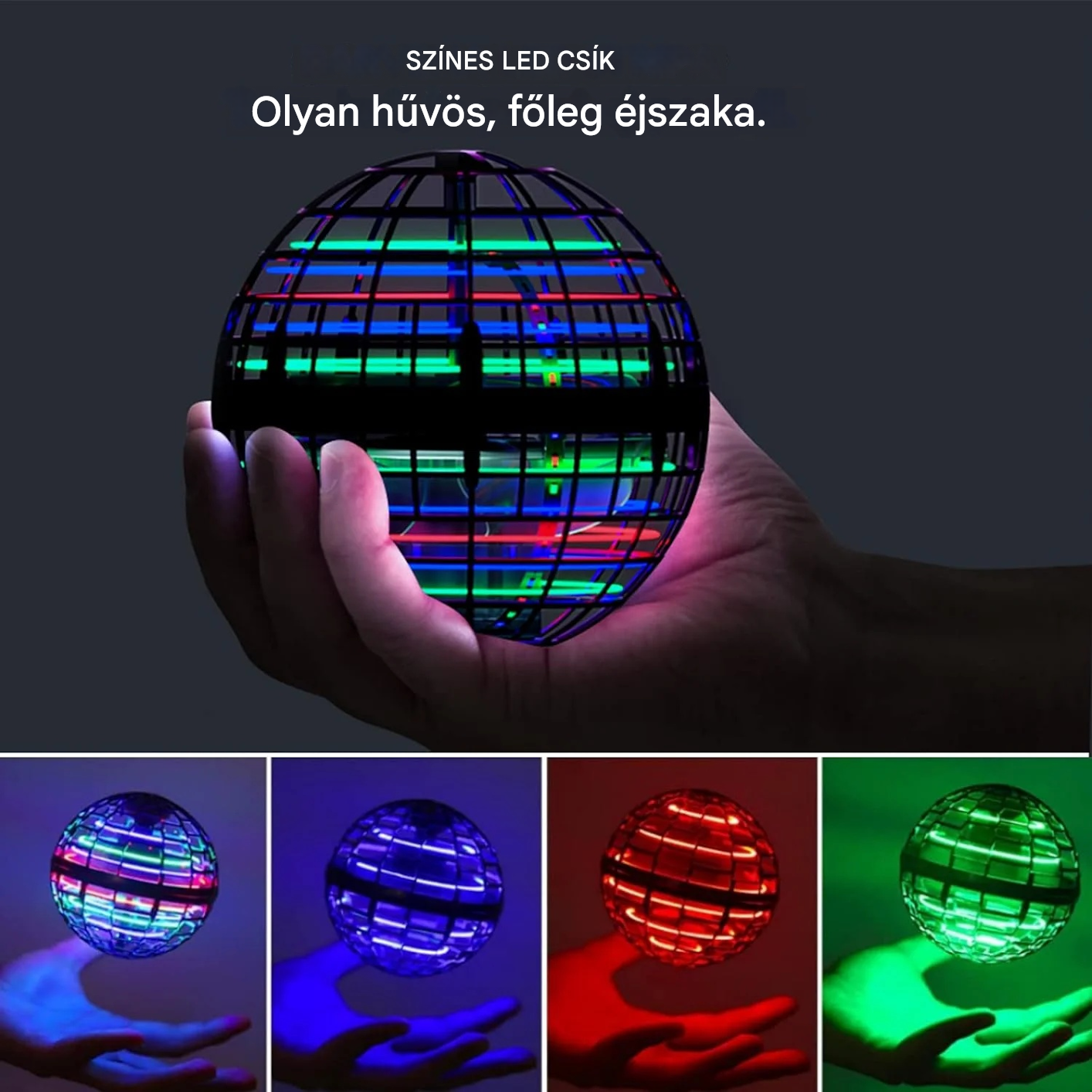 🛸🪐🌀 UFO intelligens indukciós forgó labda, varázslatos repülő labda, felfüggesztett labda, ujjbegyre világító varázslat