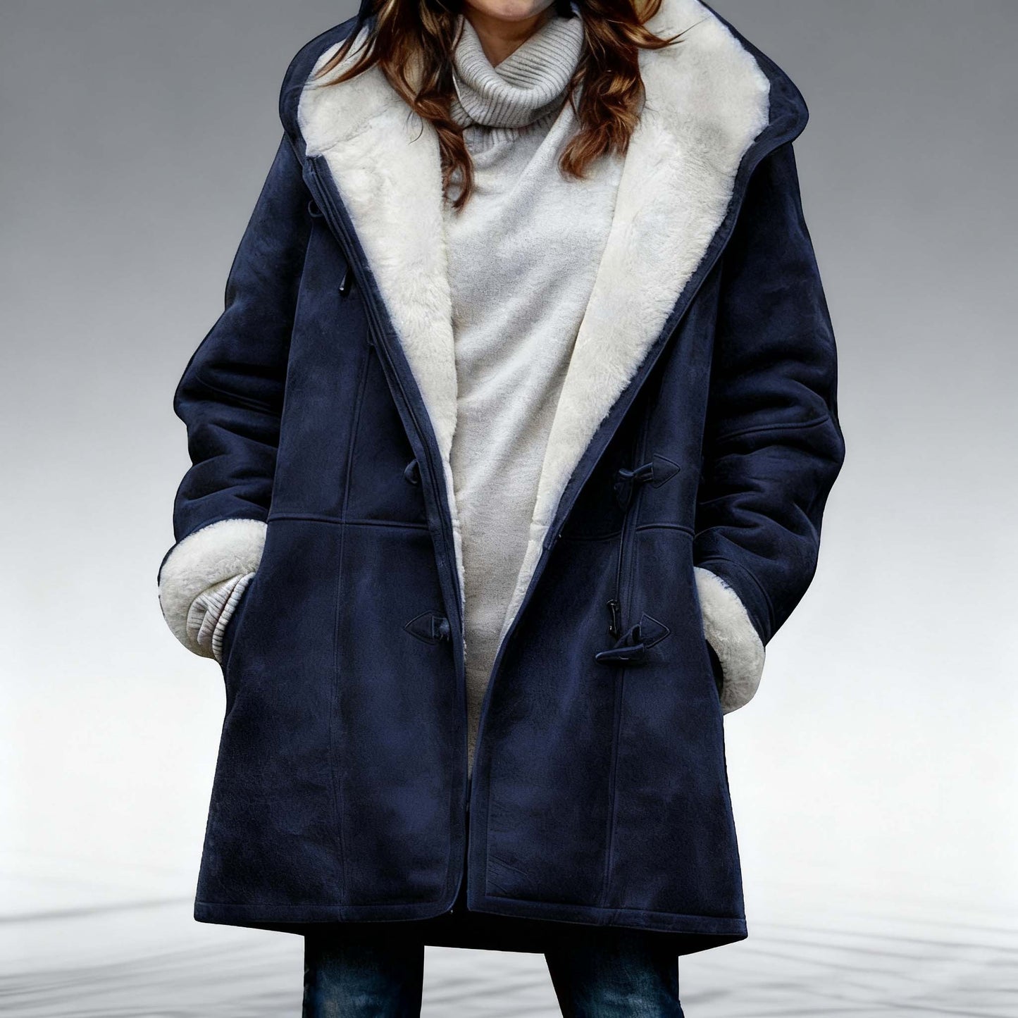 🥼🐏💖 Modna in topla ženska semiš jakna 2025 z volneno podlogo, velikosti S–5XL, primerna za zimo in vsakodnevno nošenje