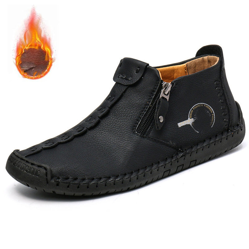 🥾Téli férfi bőr szabadidőcipő (méret 38-48), bélelt és cipzáros – meleg, kényelmes és divatos, télre alkalmas