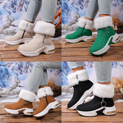 👢【36-43】Téli meleg sněhcsizmák polár béléssel és vastag, ék sarkú talppal