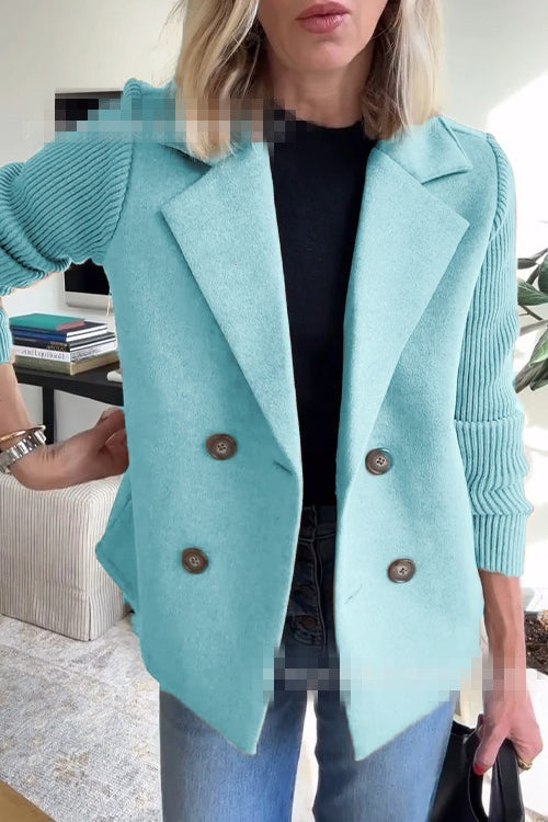 【S-5XL】Nowy modny i uniwersalny dziany płaszcz z blokami wełny