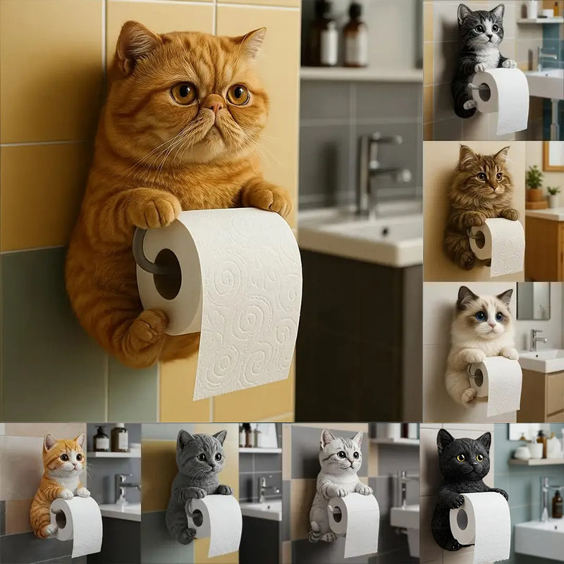 🐱【Gorąca wyprzedaż roku】💥Uroczy uchwyt na papier toaletowy z motywem kotka✨📦Darmowa dostawa – dostępne od ręki