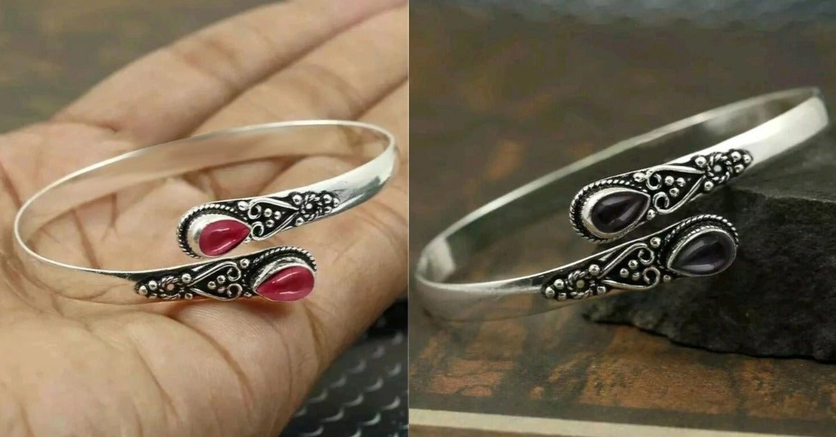 🔥✨【2 sztuki w zestawie】Średnia cena: 49.5 zł/sztuki , bransoletka w stylu vintage S925 ze srebra i zielonego agatu