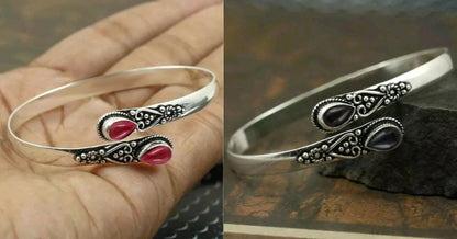 🔥✨【2 sztuki w zestawie】Średnia cena: 49.5 zł/sztuki , bransoletka w stylu vintage S925 ze srebra i zielonego agatu