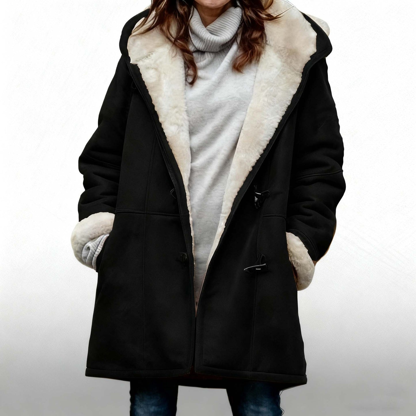 🥼🐏💖 Modna in topla ženska semiš jakna 2025 z volneno podlogo, velikosti S–5XL, primerna za zimo in vsakodnevno nošenje