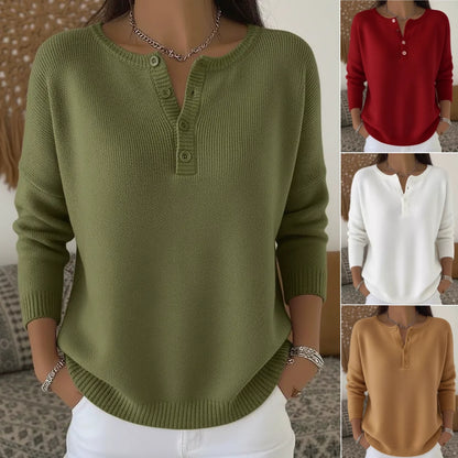 💟 Ostatni dzień: 50% zniżki ✨【S-2XL】Damski jednokolorowy sweter z dekoltem V, luźny i casualowy