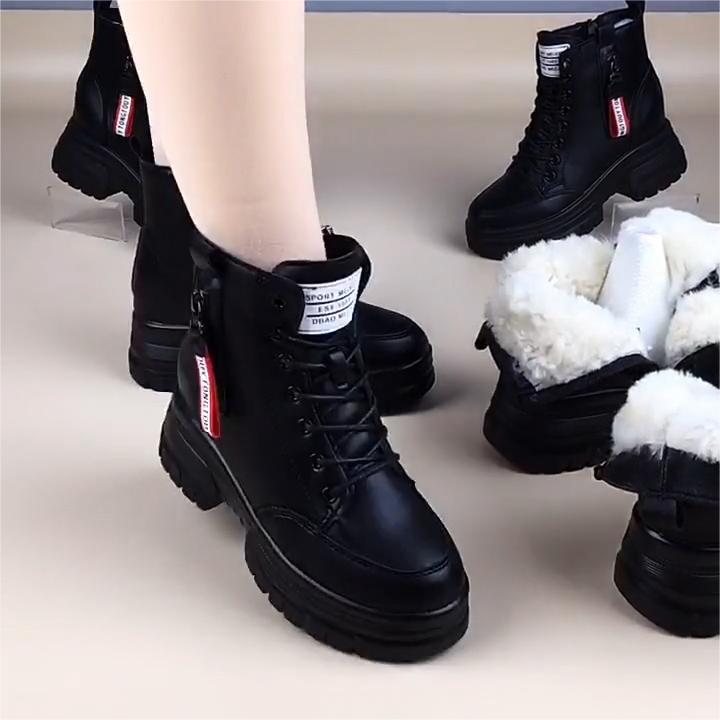 💟【35-40】Novi debeli plišasti zimski škornji iz pravega usnja z debelimi, visokokakovostnimi bombažnimi podplati.