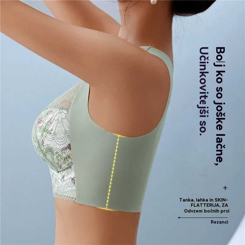 🔥【3 kosi】💕🎁【40kg-100kg】Zračen nastavljiv brezšivni modrček iz ledene svile za velike velikosti