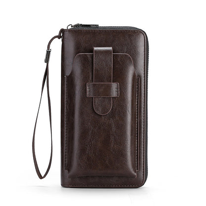 Férfi multifunkcionális pénztárca, kézzel készített természetes bőrből, új stílusú