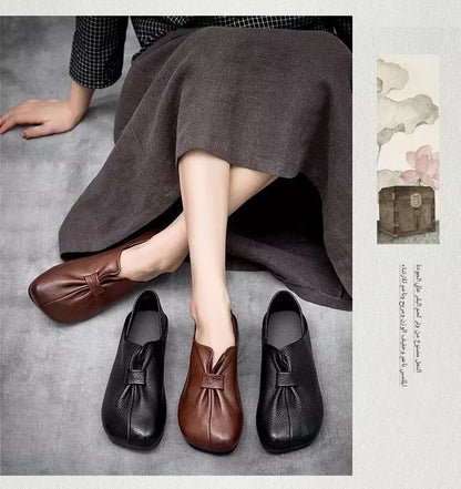 👡【35-42】 2025 nyarán új felbújós puha cipő masnival, kiváló minőségű marhabőr, egyszerű és gyönyörű