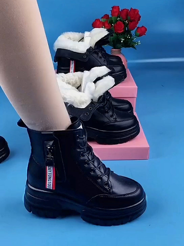 💟【35-40】Novi debeli plišasti zimski škornji iz pravega usnja z debelimi, visokokakovostnimi bombažnimi podplati.