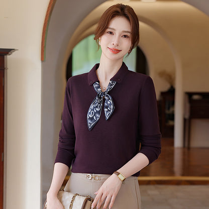 【XL-5XL】Modna, casualowa bluza na wiosnę i jesień, model wkładany przez głowę, z ozdobną wstążką przy dekolcie