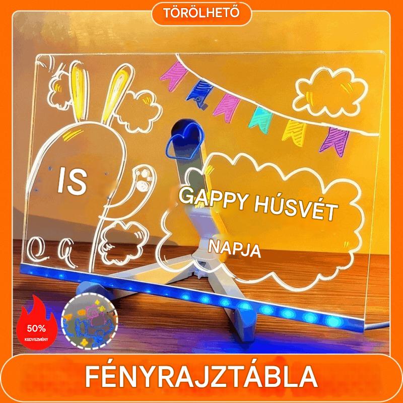 🎨💡✏️🔥Vásárolj 1-et, és kapsz mellé még 1-et ingyen!🔥 Gyermekeknek szánt világító rajztábla – kézzel készített, DIY graffitizéshez, törölhető, oktató fluoreszkáló rajztábla.