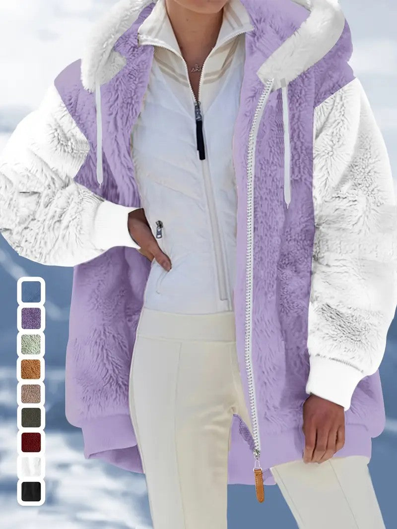 ☃️Bestseller❄️ [S-7XL] Damska kurtka 2025 z kontrastowymi paskami, z grubego pluszu