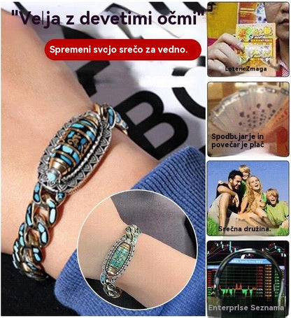 【Kupi 1, prejmi 1 gratis】925 srebrna retro zapestnica s šestimi številkami, turkizna, z mantričnimi perlami