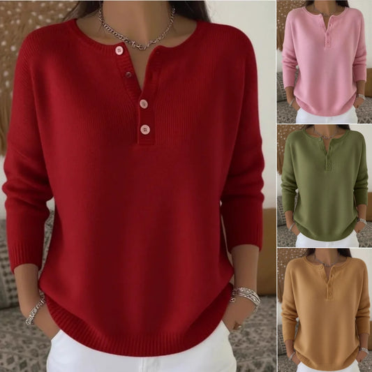 💟 Ostatni dzień: 50% zniżki ✨【S-2XL】Damski jednokolorowy sweter z dekoltem V, luźny i casualowy