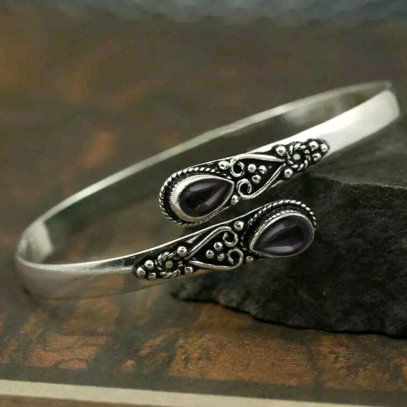 🔥✨【2 sztuki w zestawie】Średnia cena: 49.5 zł/sztuki , bransoletka w stylu vintage S925 ze srebra i zielonego agatu